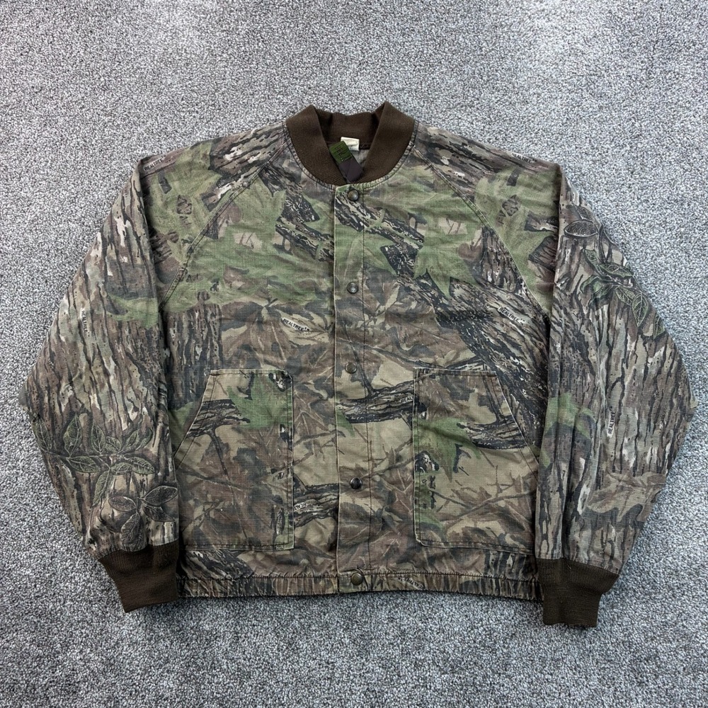 Vintage Liberty Camo Bomber Jacket Mens XL Realtree Camouflage Hunting Outdoors